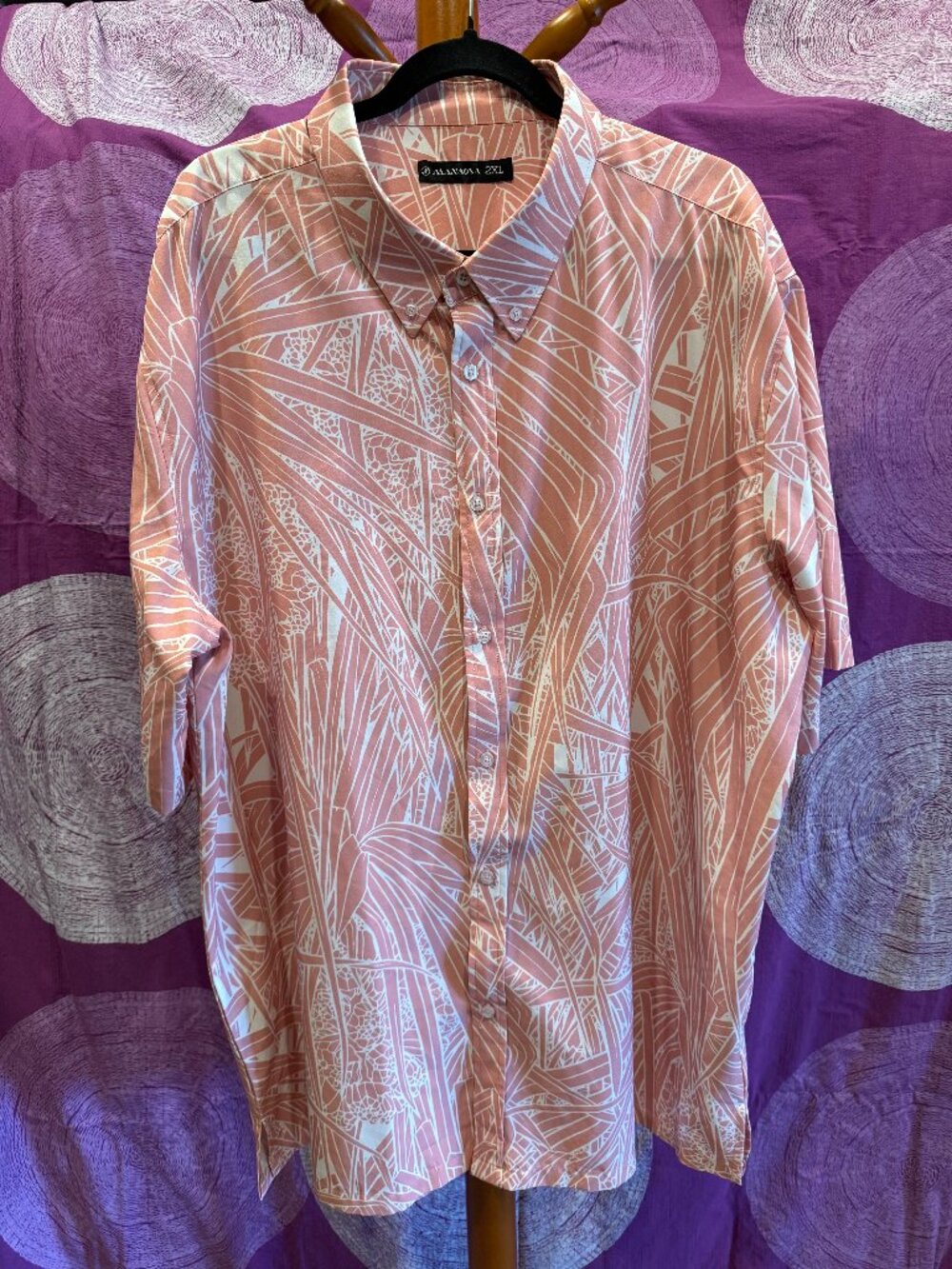 MANAOLA Men's Short Sleeve Button Down XXL Shirt